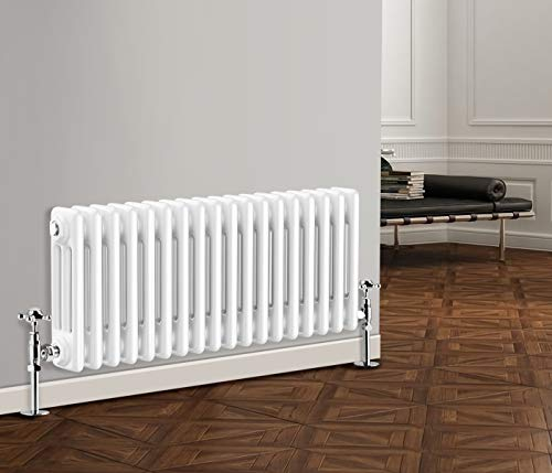 NRG 300 x 830 mm Gloss White Horizontal Cast Iron Radiator Triple Panel