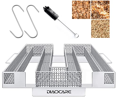 Diaocare - Générateur de fumée froide - En acier inoxydable - Avec brosse et crochet - Idéal pour fumoir, barbecue, barbecue boule - 22,5 x 21 x 4 cm