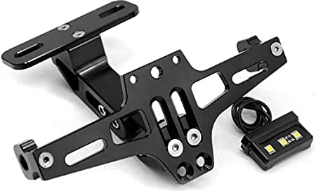 Motorrad Universal Wing Removal Kit, Motorrad Verstellbarer Blinker Kennzeichenrahmen mit Aluminium LED-Licht für Modelle