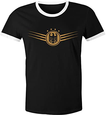 MoonWorks® Herren Deutschland Fußball EM-Shirt 2024 Fußballeuropameisterschaft Deutschlandshirt mit Bundesadler Retro schwarz-weiß M