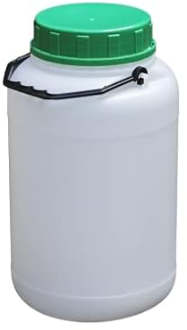 HELGUEFER - Bidon rond de 5 litres avec ouverture large et poignée en plastique - Convient pour un usage alimentaire
