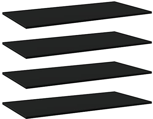 ZQQLVOO Bookshelf Boards 4 pcs,Bookshelf Replacement Planks,Wood Shelf,Melamine Shelf,Unfinished Wood,for retrofitting bookcases, excluding mounting Parts,Black 31.5x11.8x0.6 Chipboard