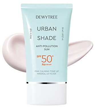 DEWYTREE Urban Shade Skin Sun Protection Daily Face Moisturizer with SPF 50 + Pa++++ Face Moisturizer for Dry Skin Pink Tone Up Cream Matte Sunscreen Sunblock for Face SPF Face Lotion (1.69 fl oz)