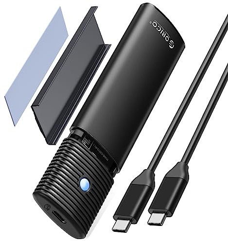 ORICO NVMe Gehäuse M.2 SATA SSD Adapter, USB 3.2 Gen 2 10Gbps PCIe -, 5Gbps NGFF M2 SATA B+M Key 2230/2242/2260/2280, Aluminium Externe M2 Case Unterstützung UASP Trim, Werkzeuglos-PWDM2-BK