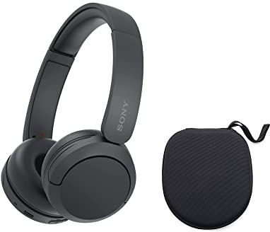 Sony WH-CH520 Compact Easy Carrying Wireless Bluetooth On-Ear Headphones with Microphone (Black) Bundle with Protective Hard Case for Headphones (2 Items)