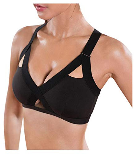 Yoga Shirt Plain Seite Full Spitze BH Weste Farboberflächen Front Cup Sport Pole Dance Outfit Set (Black, S)