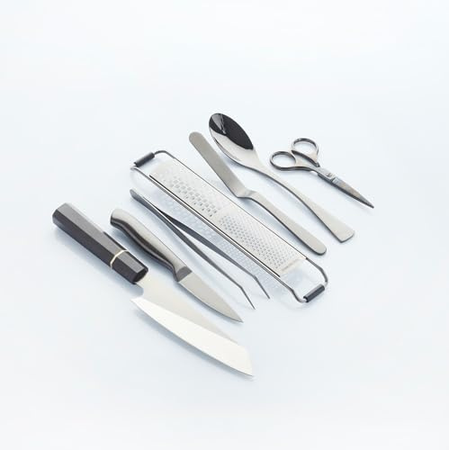 Chef Frank Haasnoot Kit per Impiattare | Set di Utensili Premium | Nero | 7 pezzi con custodia | Set da cucina | Pinze per Decorare e Cucchiaio per Quenelle | Decorazione Piatti | Pasticceria e Cucina