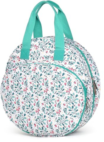 Coopay Cross Stitch and Embroidery Storage Tote with Multiple Pockets for Hoops, Kits, and Projects - Portable Round Design