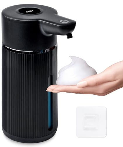 Dispensador de jabón automático, dispensador de jabón eléctrico de espuma de 420 ml con sensor, no táctil, para montaje en pared y mesa, recargable por USB, IPX6, resistente al agua, 4 niveles
