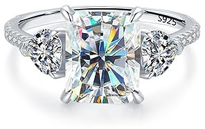 Diamantring, 3ct Moissanit förlovningsringar for kvinnor Radiant Cut D Color VVS1 vita/gröna/rosa diamantringar