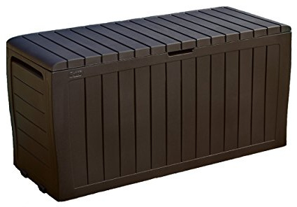 Keter Marvel Plus 71 Gallon Resin Outdoor Storage Box for Patio Furniture Cushions, Throw Pillows, Garden Tools and Pool Floats, Brown