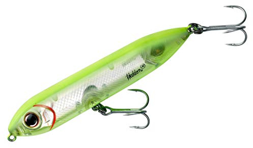 Heddon Super Spook Topwater Fishing Lure for Saltwater and Freshwater, Chartreuse/Silver Insert, Super Spook Jr (1/2 oz)