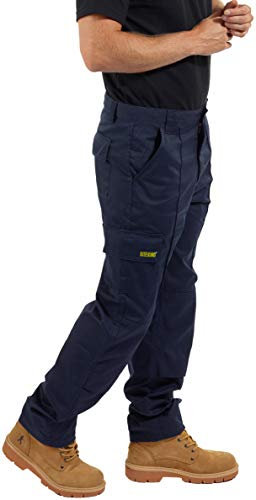 SITE KING Mens Combat Cargo Knee Pad Pockets Work Trousers (32 Waist / 31 Reg Leg, Navy Blue)