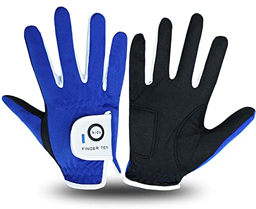 Golfhandschuhe Kinder Links oder Rechts 2 Stück(Not Paar) Jungen Mädchen Allwetter Weiß Blau Rot Gelb Linke Rechte Hand Mikrofaser Golf Handschuhe Komfort Weicher 2-10 Jahre Alt
