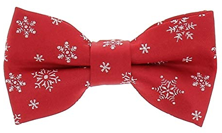 SHIPITNOW Weihnachten Fliege Jungen Jacquard - Schneeflocke, Tannenbaum oder Zuckerstange Kinderfliege - Winter Heiligabend Fliege (Schneeflocke Rot und Weiß)