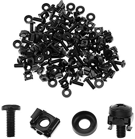 Create idea Set di 50 dadi a gabbia M6, bulloni e rondelle per server di rete, colore: nero
