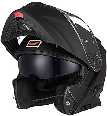 ORIGINE Motorradhelm Bluetooth Klapphelm Integralhelm ECE Mit Doppelvisier (SOLID MATT Black,L)