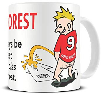 Wee On The Rival's Shirt | Football Fan Rivalry Mugs | Great Funny Gift for a Football Supporter Present Coffee Tea Mug Cup (Nottingham Forest V Derby County) WE20