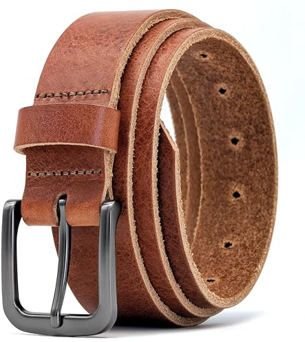 Ashford Ridge Ceinture Cuir Italien Véritable 35 mm – Fabriquée en Angleterre – Ceinture Homme Femme Unisexe pour Jeans et Pantalon - Marron Clair 100cm (Sans nickel)