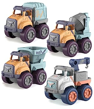 Kid Spielzeugauto Spielsachen Baufahrzeuge Push and Go Reibungsgetriebenes Auto Spielzeug Technik LKW Trägheit Reibung Power für 1 2 3 Jahr Kinder Kleinkinder