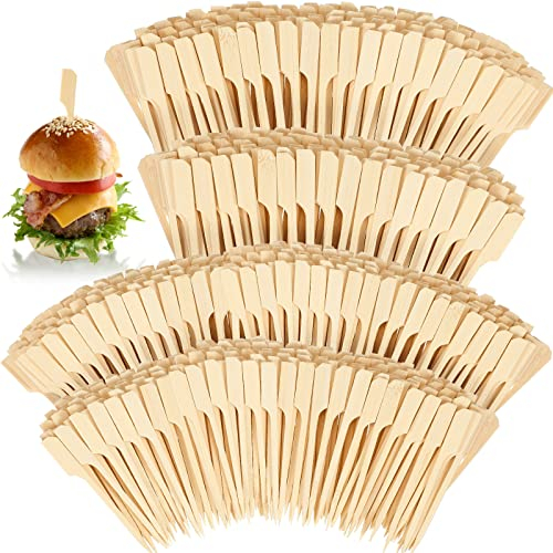 Paddle Skewers 3.5 Inch Wooden Cocktail Toothpicks Bamboo Paddle Picks Food Appetizer Skewers Bamboo Wood Toothpicks for Cocktail Appetizers Fruit Sandwich Barbecue Snacks(2000 Pcs)