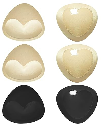 MIVAIUN 3 Paires Coussinets Soutien-Gorge, Coussinets de Soutien-Gorge Amovibles, Forme Triangulaire, Auto-Adhésif Coussinets Soutien-Gorge, pour Bikini, Veste