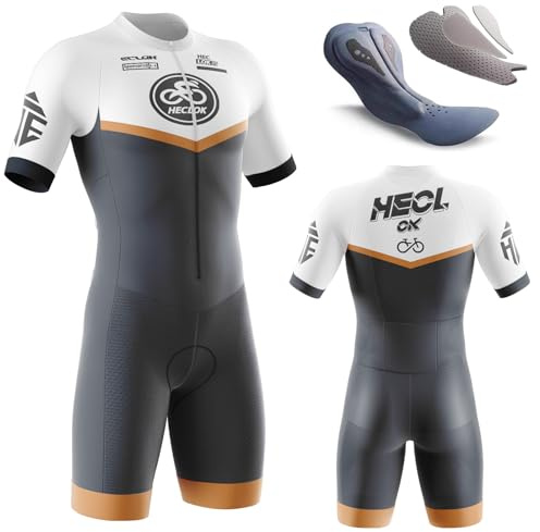 Traje de Trisuit Triatlón de una Pieza para Hombre Manga Corta,Acolchado Profesional de Competición,Pro Manga Corta Traje de Ciclismo,MTB Mono,Nadar, Correr, Andar en Bicicleta