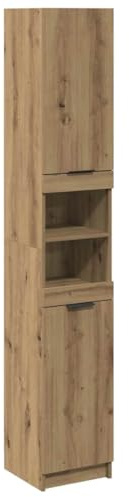 vidaXL Armoire de Bain chêne Artisanal 32x34x188,5cm Bois d'ingénierie, Armoire de Rangement de Salle de Bain, Placard de Salle de Bain, Armoire de Toilette