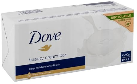 Dove Beauty Cream Bar Classic Original Soap for Shower & Bath Cleansing Normal & Sensitive Skin, Pack of 6