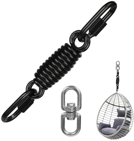 Dakzhou Muelle oscilante de acero, acero con resorte oscilante para silla colgante con gancho giratorio de 360° y 2 mosquetones para silla colgante, columpio, soporte para saco de boxeo y columpio