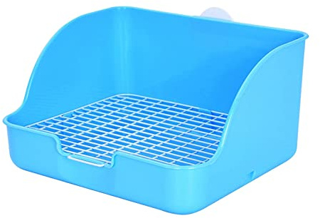 Wswqop Litter Tray Toilet for Rodents And Cage Tray Corner Rectangular Box Detachable with Removable Mesh, Blue