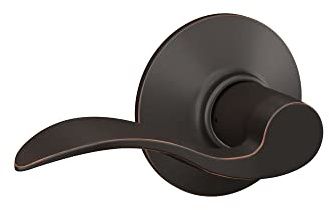 Schlage F10 V ACC 716 Accent Door Lever, Hall & Closet Passage Lock, Aged Bronze