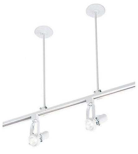WAC Lighting H-L-J 120V Track 18in Suspension Kit with Power Feed Canopy, Track Clip, and Hollow Power Rod for Track Systems in White