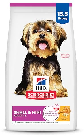 Hill's Science Diet Adult 1-6 Small & Mini Dry Dog Food, Chicken & Brown Rice, 15.5 lb. Bag