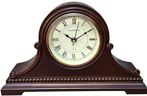 Vmarketingsite Mantel Clocks, Battery Operated, Silent Wood Mantle Clock with Westminster Chimes On The Hour, Solid Wooden Shelf Decorative Chiming Table Clock, 9 x 16 x 3