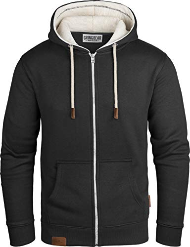 Grin&Bear Hoodie Herren Hoodie Sweatshirt Pullover GB490-Black-L