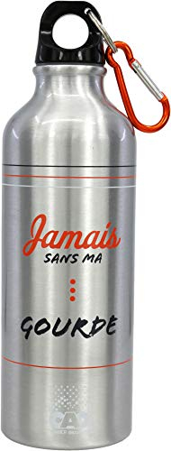 C.A.O. - Gourde Jamais sans ma... 0,50 litres en Aluminium - Couleur Grise - Hauteur 21 cm - Diamètre ø 6,6 cm