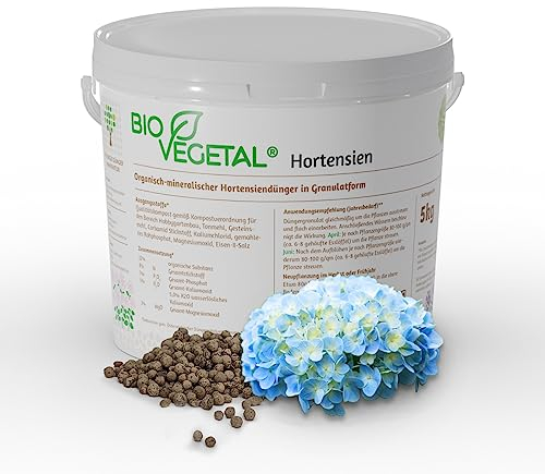 BioVegetal Hortensiendünger mit Guano und natürlicher Langzeitwirkung durch Fixierung der Nährstoffe durch Ton, 5 kg jetzt im recycelbaren und wiederverschließbaren Papierbeutel