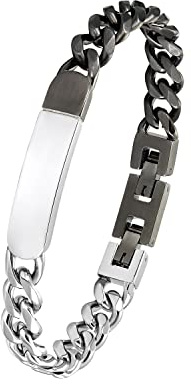 s.Oliver Ident armband rostfritt stål armsmycke för män, 19,5+1,5 cm, silver, Levereras i presentförpackning, 2033921