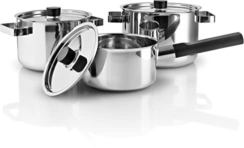 Dekomiro Edelstahl Kochgeschirr 3 teilig 1 Kasserolle 2 Töpfe