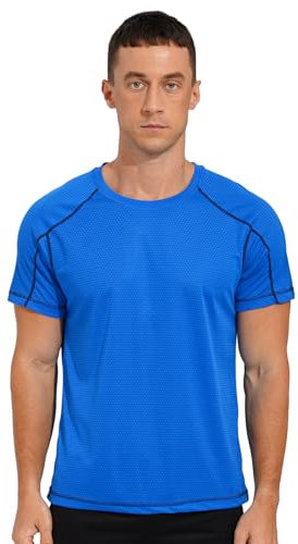 inlzdz Herren Training Shirt Kurzarm Sportshirt Schnell Trocknend Laufshirt T-Shirt Sommershirt Atmungsaktive Trainingstrikot Jersey Funktionsshirt Hellblau 5XL