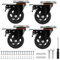 SWAWIS 4Pcs Rollen Schwerlast 100mm, Lenkrollen mit Bremse, Möbelrollen mit Montagezubehör Schwerlastrollen Polyurethan 360°Drehbar Transportrollen für Möbel Trolley Tisch Schrank, Tragkraft 600KG