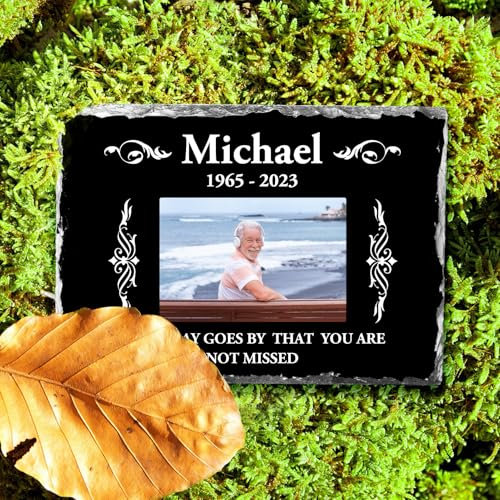 Skyeasure Cadre photo commémoratif personnalisé, plaque commémorative en mémoire d'amour - Pierre commémorative en mémoire d'un être cher - Cadeau commémoratif personnalisé pour la perte de papa et