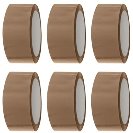 ANSIO Cinta de embalaje, cinta para paquetes, 6 rollos (48 mm x 60 m), cinta marrón duradera para cajas de embalaje, cinta de embalaje segura para mudanzas