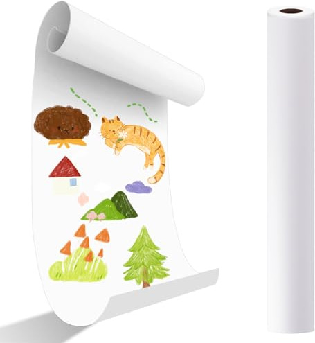ASelected 25 M Drawing Paper, 70 GSM White Art Drawing Paper Roll Recycled Painting Sketching Paper Easel Paper Roll, Paper Drawing Roll for Art Sketch Paint Drawing Board