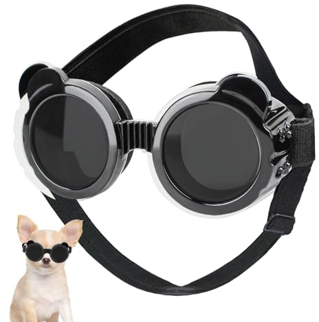 Hundsolglasögon – ögonskydd för hundar, valpsolglasögon, UV-skyddsglasögon för husdjur | solskydd för husdjur, dimfria hundglasögon för utomhusbruk med justerbar rem för k