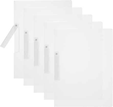 PATIKIL Carpetas de Plástico con Clip Oscilante Lateral, 5 Carpetas de Informe para Presentación Frontal de Documentos de Oficina y Negocios En Papel Tamaño A4, 12.2X9 Blanco