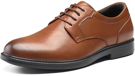 HEEZ Chaussure Homme Ville, Chaussures Oxfords pour Hommes Classique, Chaussure Cuir Derby Lacets Confortable, Chaussures Costume Entreprise Officiel Habillées pour Mariage Travail Fête