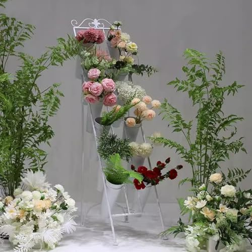 Generico Banco di Mostra Moderno del Fiore con 12 secchi, Scaffale della pianta della Scala di 6 Livelli Supporto Pieghevole Resistente del Mazzo di Fiori per Soggiorno Giardino Fiorista Balcone