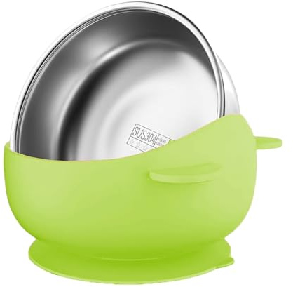 Detachable Inner Cutlery Silicone Suction Bowl Dishware for Toddler Learning to Easy Feeding Tableware Stainless Steel Baby Bowl with Suction